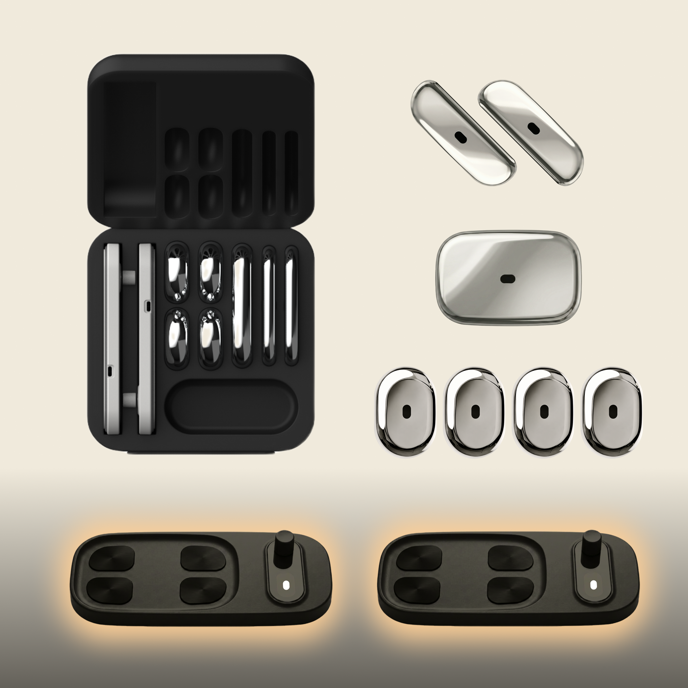 ELO Plus thermal stone package with two docks and a selection of stainless-steel stones